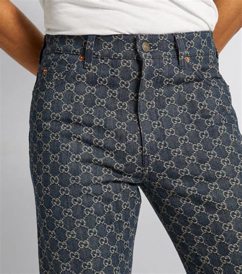 pantaloni jeans gucci|gucci jacquard jeans.